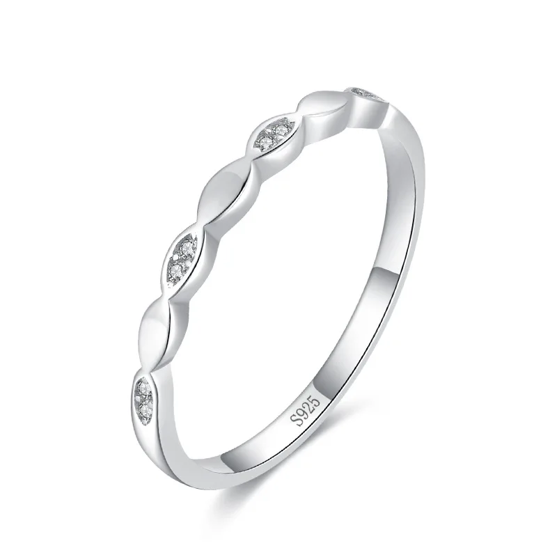 

Simple Design White Gold S925 Women Sterling Silver Diamond Ring