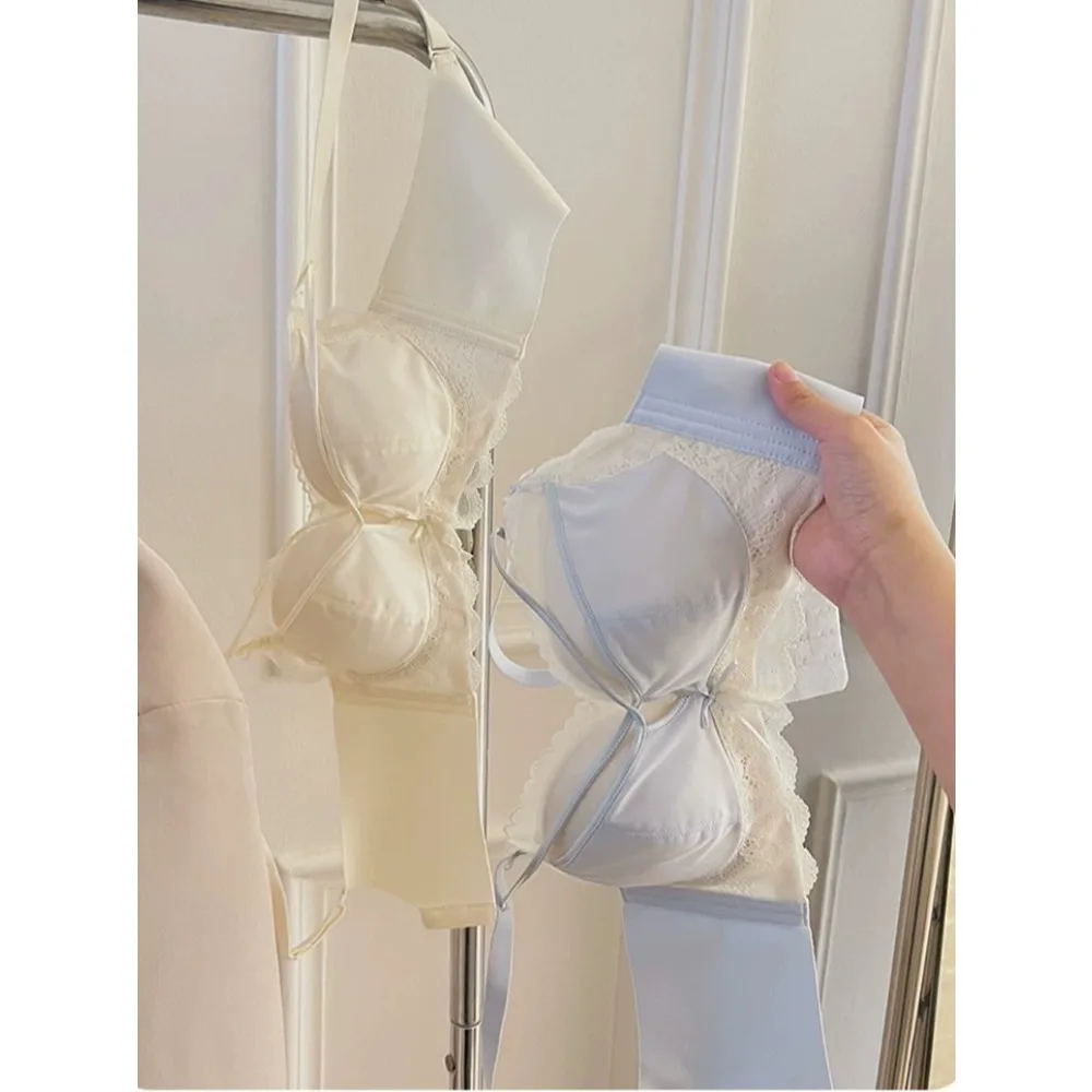 BANERDANNI Women Pure Desire Lace Bra Panties Set S-XL Hot Trend Wireless Push‑Up Bra For Small Bust Fashion Ladies Lingerie Kit