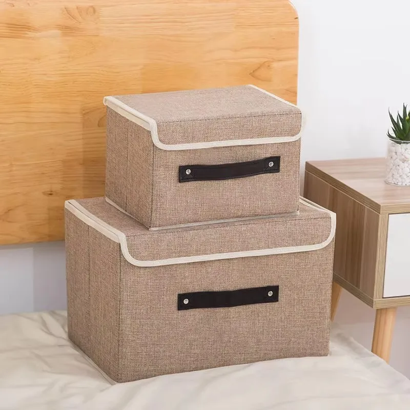 2 Pcs/Set Household Clothing Storage Box Solid Color Non-woven Clothing Underwear Socks Storage Bag Dustproof Organizing Box