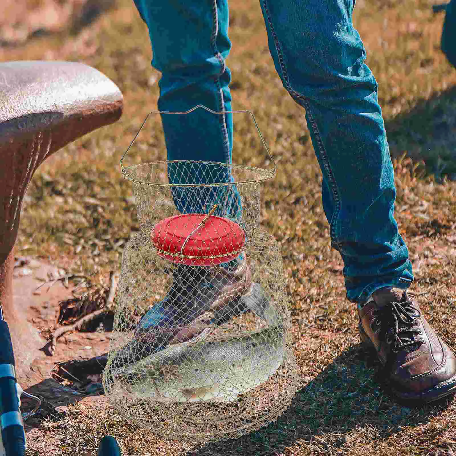 

Wire Fish Net Fishing Basket Cast Nets for Wear-resistant Cage Foldable Float Tube