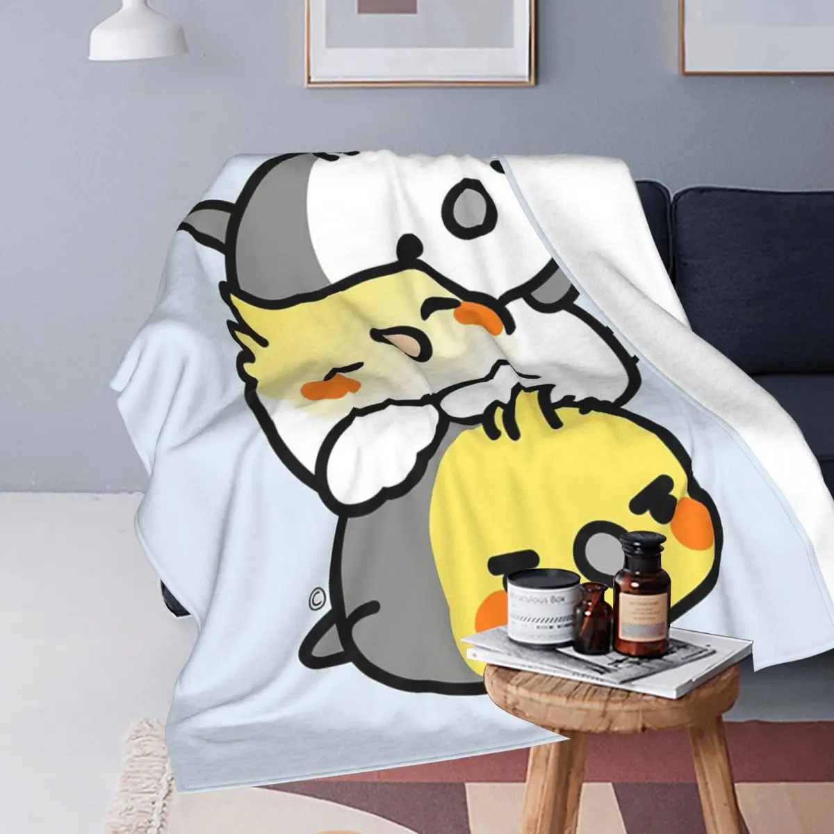 Pet Birds Cute Cockatiel Budgie Parrot Blanket Soft Warm Flannel Throw Blanket Plush for Bed Travel Home Couch