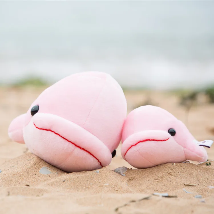 big lovely high quality plush dolphin toy stuffed pink big head whale doll gift about 43cm