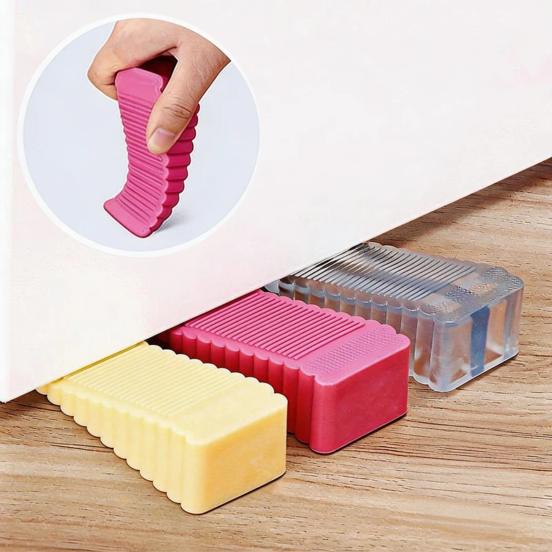 Silicone Door Stopper Wedge Safety Door Stop Block Wall Protector No Drill Door Rear Retainer for Home Office Anti-Collision