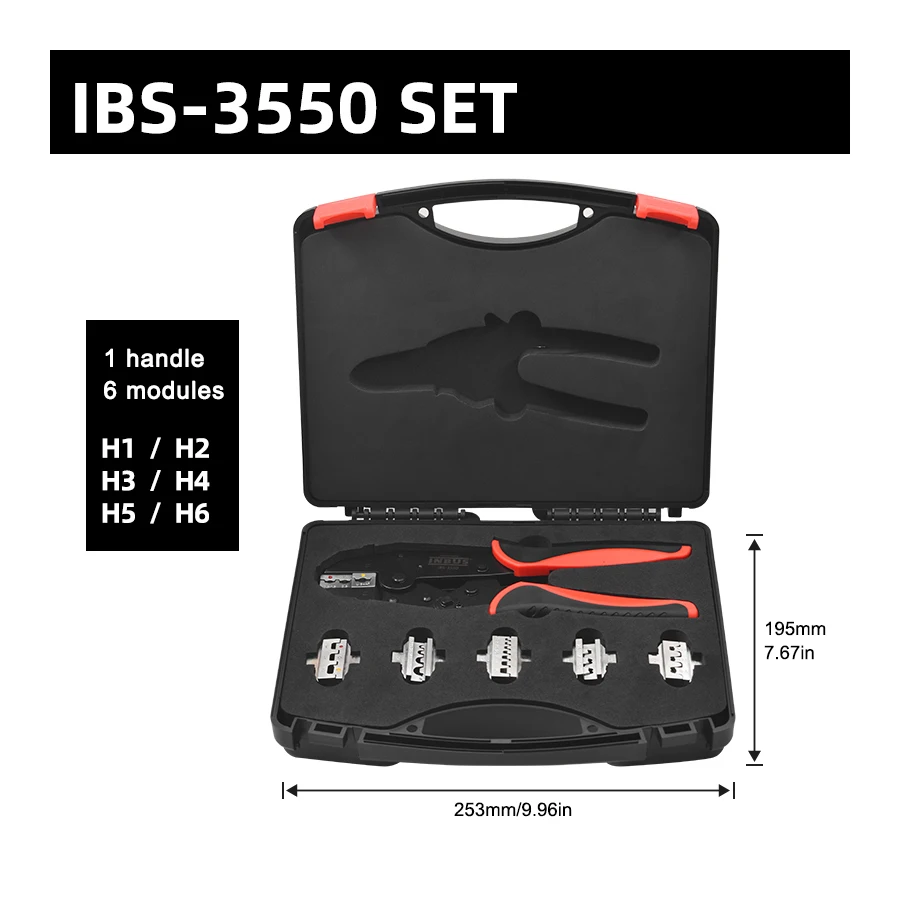 INBUS Wire Crimper Set Ratcheting Crimping Pliers Terminals with Tool Box Electrical Clamp Tools IBS-3550 SET