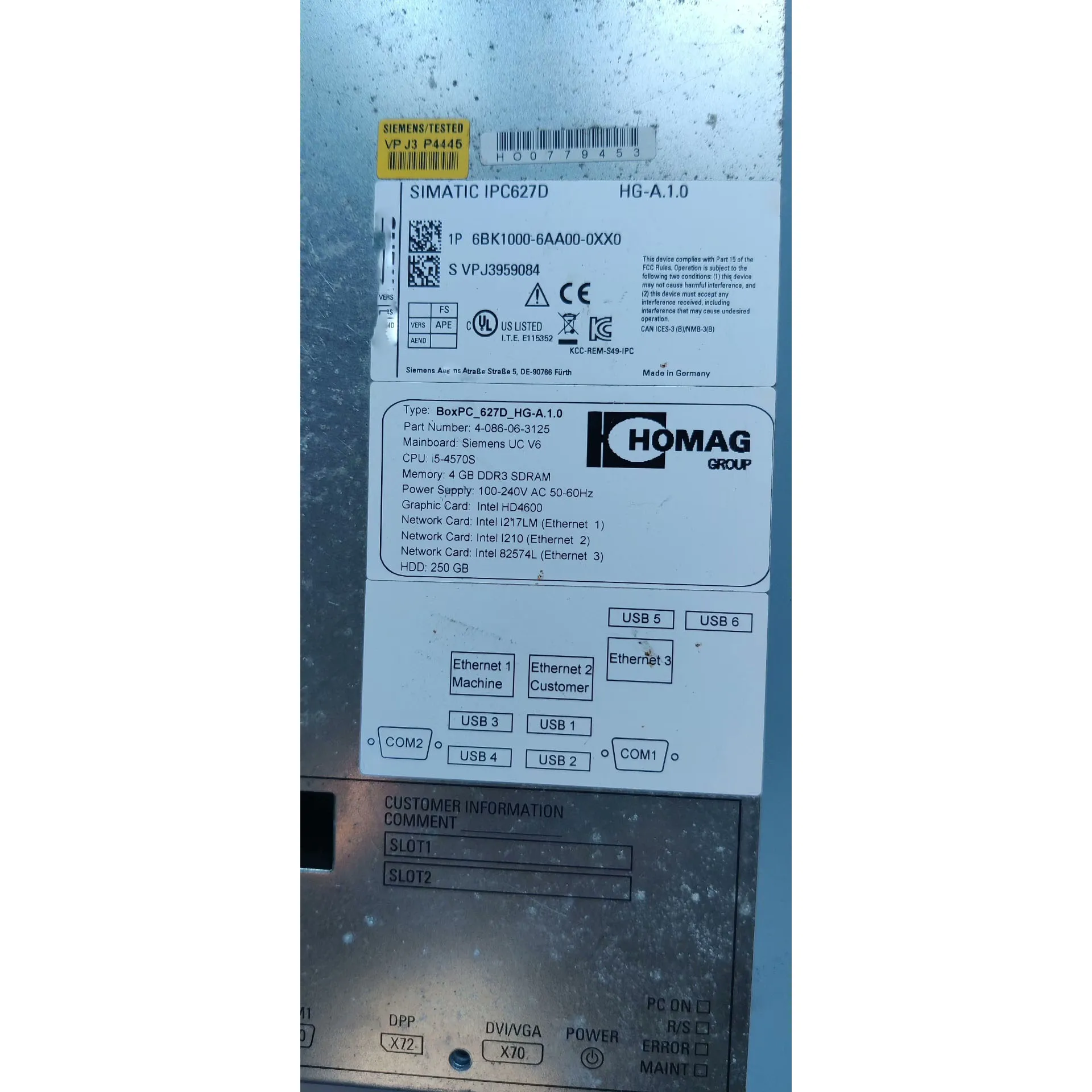 Computer industriale IPC627D 6BK1000-6AA00-0XX0 Con garanzia