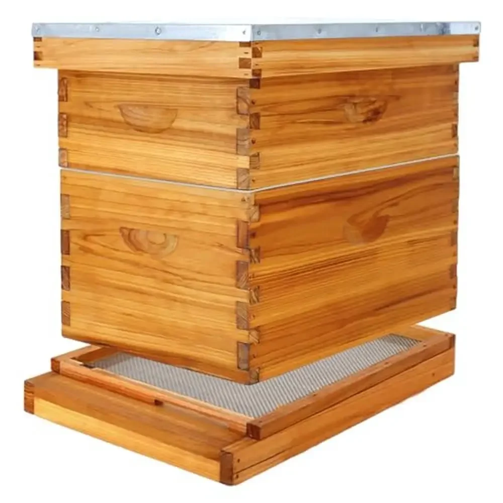 Beehive Starter Kit with Screened Bottom Board Durable Cedar Boxes Easy Assembly Langstroth Hive Kit Includes Frames Coated in