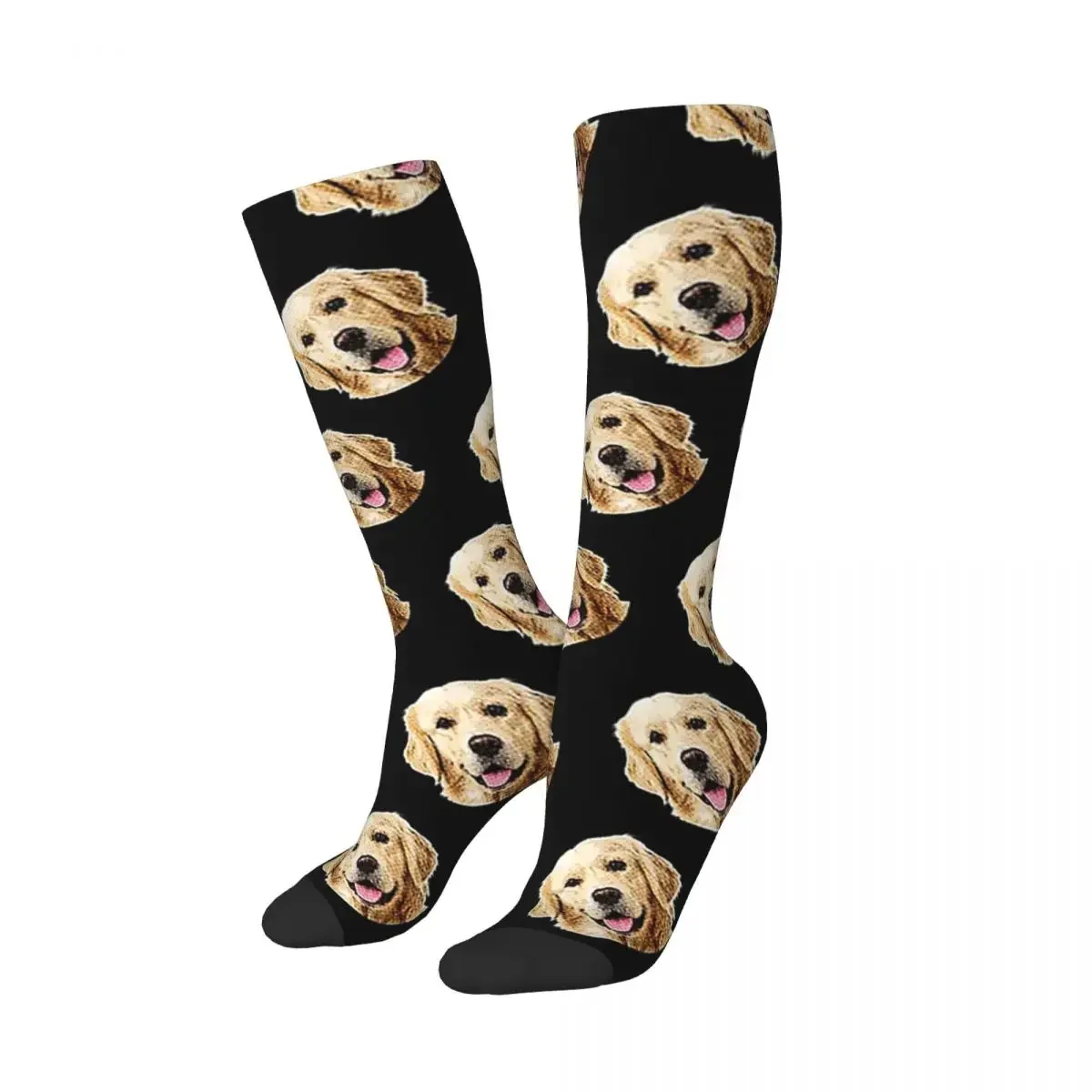 Funny Golden Retriever Face Portrait Socks Harajuku Super Soft Stockings All Season Long Socks Accessories for Christmas Gifts