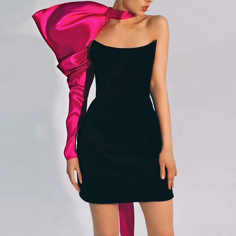 Scarf Colar Elegant Party Dresses Fashion Summer Dresses 2026 One shoulder Women's Dress Long Sleeve Cocktail Prom Evening Dress