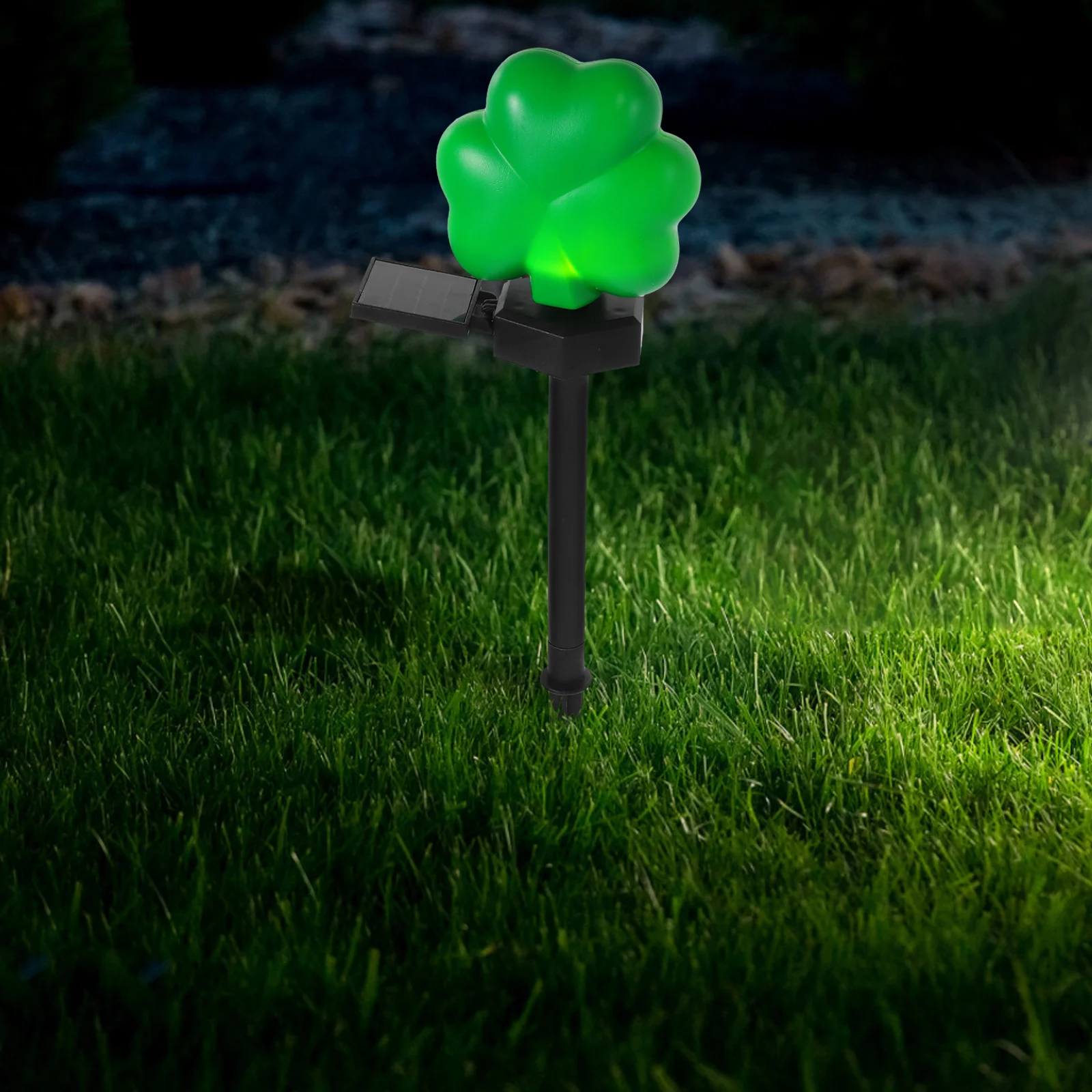 Lampu Surya Empat Daun Dekorasi Luar Ruangan Hari St Patrick St Patricks Dekorasi Taman Hari Halaman Taman Rumput Shamrock Meriah