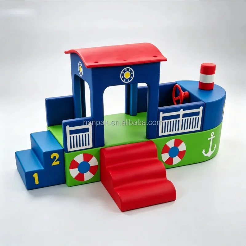 Commercial Soft Play Pirate Ship Foam Climber with Slide Kids Indoor Playground Equipment for Party Rental Event