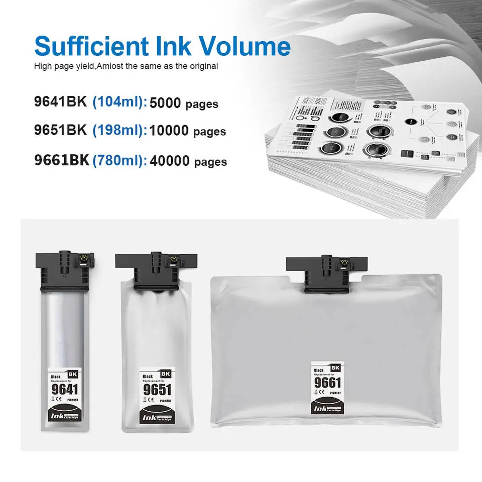 Tatrix printers compatible black ink tank T9661 T9651 T9641 ink cartridge ues in WorkForce Pro WF-M5299DW WF-M5799DWF Printer