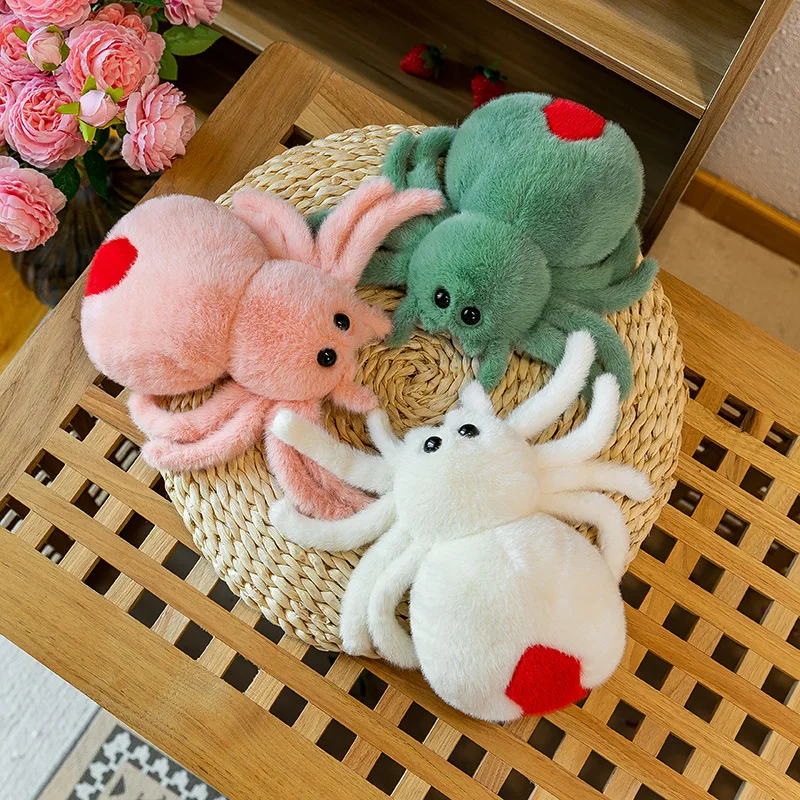 25cm Red White Green Spider Soft Stuffed Plush Kawaii Doll Toy Delicate Workmanship Sofa Decoration Birthday Gifts for Friends