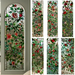 European Style Retro Glass Partition Wall Imitation Color Painting Art Film Translucent Opaque Paper Window Film Stained Glass