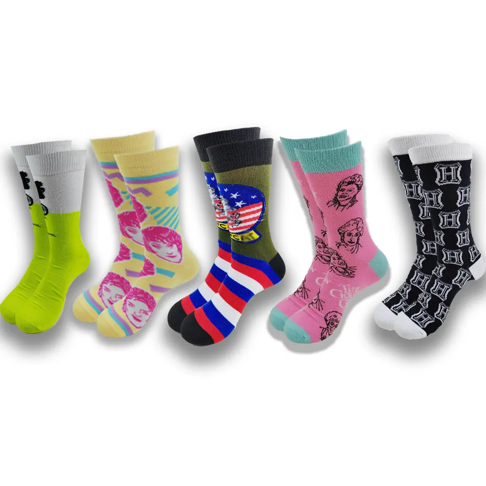 Newly Designed Cartoon Pattern Socks for Men and Women Comfortable, and Funny Combed Cartoon Socks