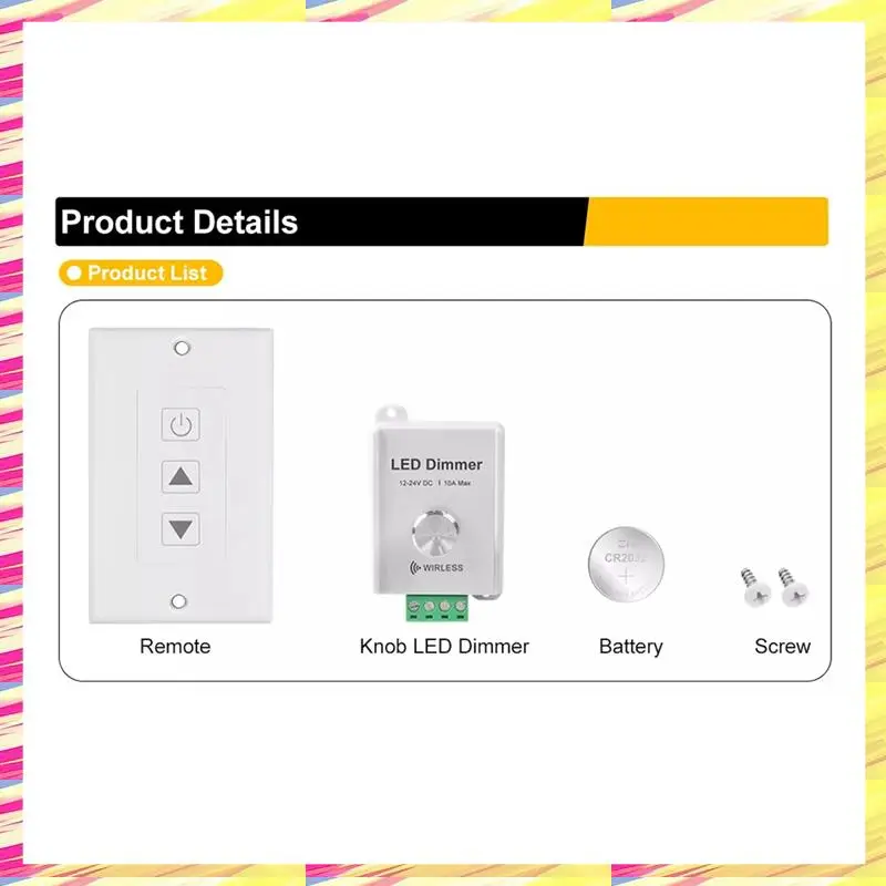 ABJJ DC12V-24V 10A Wireless LED Strip Dimmer With Touch Remote For Single Color LED Strip