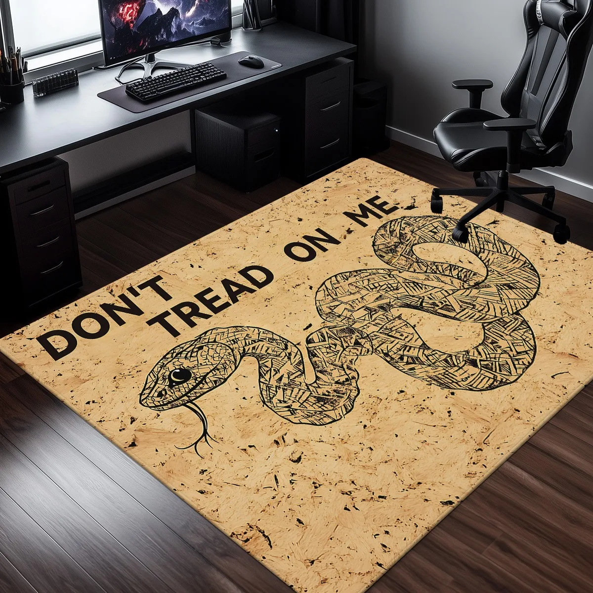 Don't Tread On Me Snake Flag Crystal Velvet Rug Patriotic American Symbol Home Office Decor Anti Slip Floor Mat