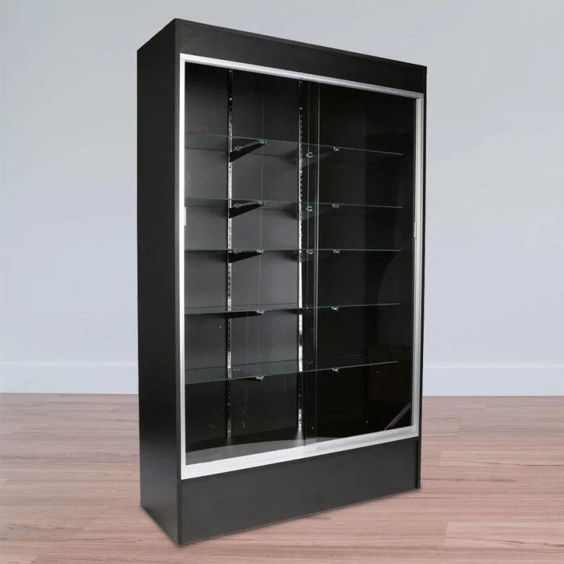 custom，Popular Full Wooden Tempered Glass Display Showcase Lockable Top Led Light Cabinet For Products Display