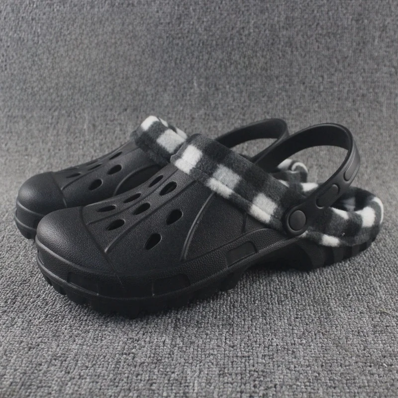 

Men's Fce Lined Clog Slippers Warm Anti Slip Winter Cotton Slippers Indoor Outdoor Comfortable Plu Headed Sandals