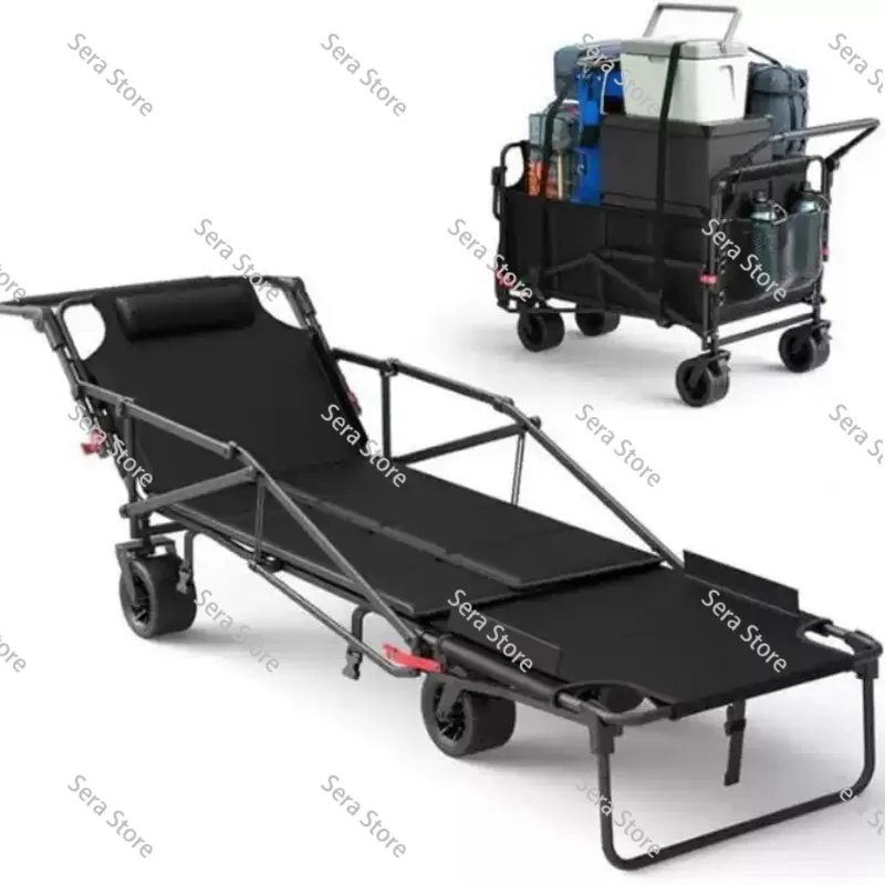 Oversized Beach Camping Wagon with Tank Wheels All Terrain Foldable Cart Heavy Duty Outdoor Utility Wagon for Sand 1 pcs
