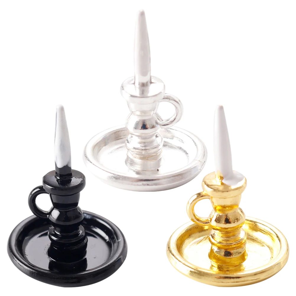 Accessoires miniatures pour maison de poupée, 3 pièces, échelle 1:12, petit bougeoir en métal, Style européen, meubles miniatures pour maison de poupée, bricolage