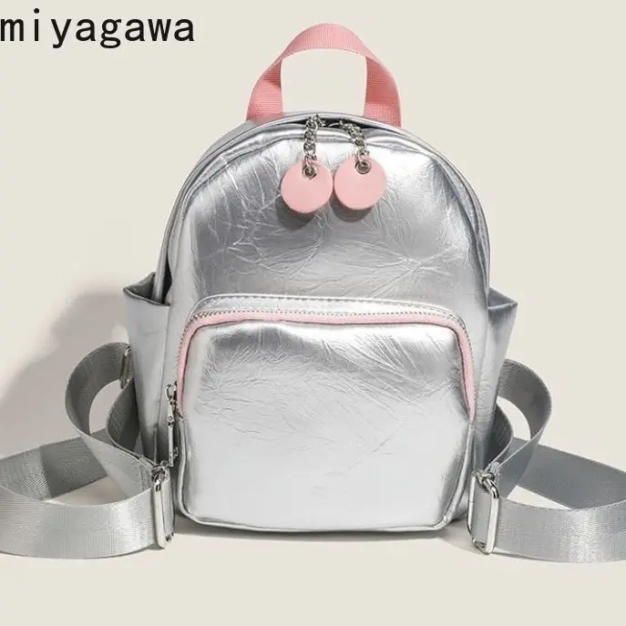 

Miyagawa Silver Backpack for Women 2023 New Fashion Travel Backpacks for College Students Shoulders Designer Bag