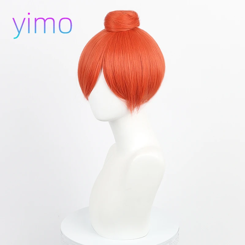 Synthetic Wig Brown Bun Cosplay Hairpiece Anime Roleplay Costume Party Women Fiber Top Knot Heat Resistant Long Wavy