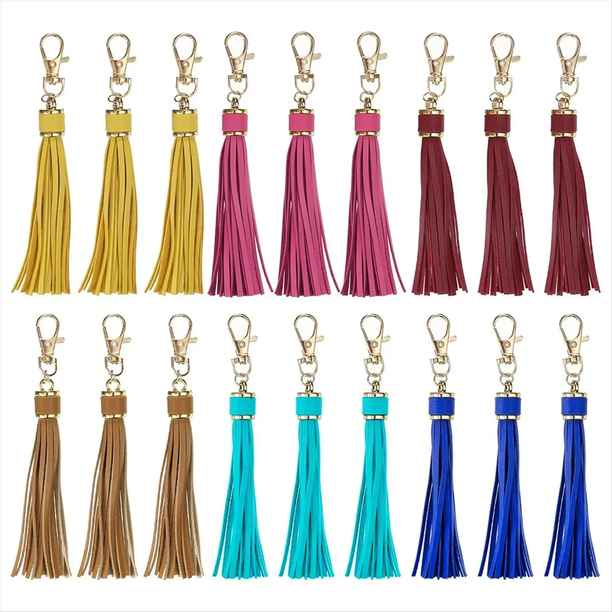 COFA 18pcs PU Leather Tassels, 5.9 Inch Keychain Tassel Charm with Lobster Swivel for Jewelry Making, Handbag