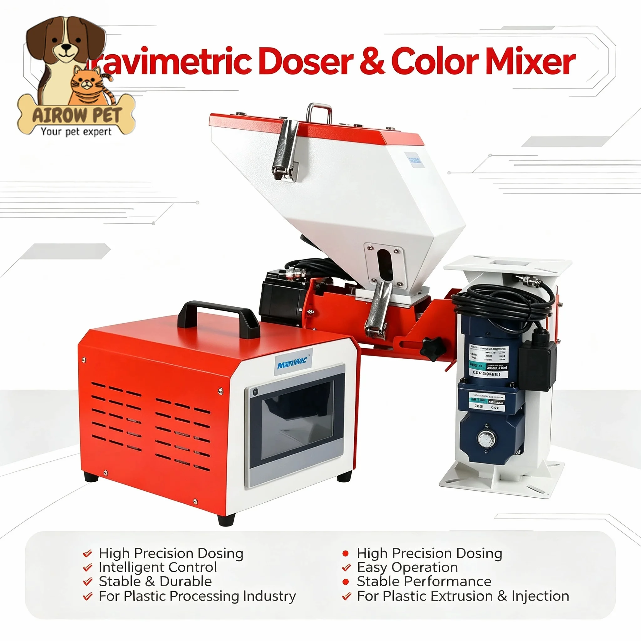 AIROW Gravimetric Blender with High Accuracy Weighing System for Masterbatch Dosing