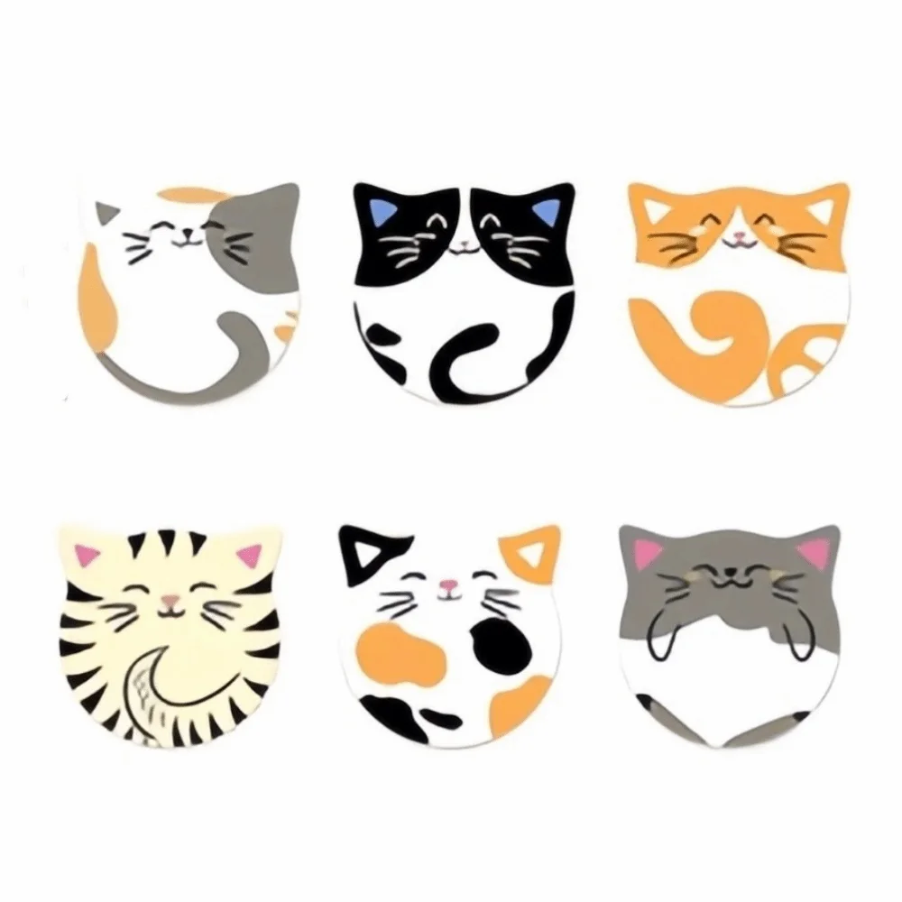 4/6pcs Sweet Round Wooden Drink Coaster Waterproof Heat-Resistant Cat Coaster Bow Dog Insulation Pad For Coffee Table