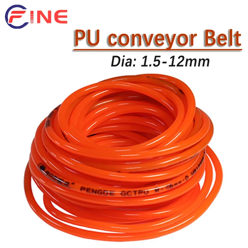 1-5Meter Red Polyurethane Conveyor Belts Round PU Drive Belt Meltable Cord Diameter 1.5 2 2.5 3 3.5 4 5 6  8 10 12mm