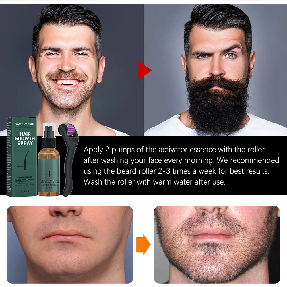 Beard Growth Serum Spray Roller Beard Quickly Essence Mist Oil Moisturizing Booster Thickening Liquid Care For Men Hot Sale