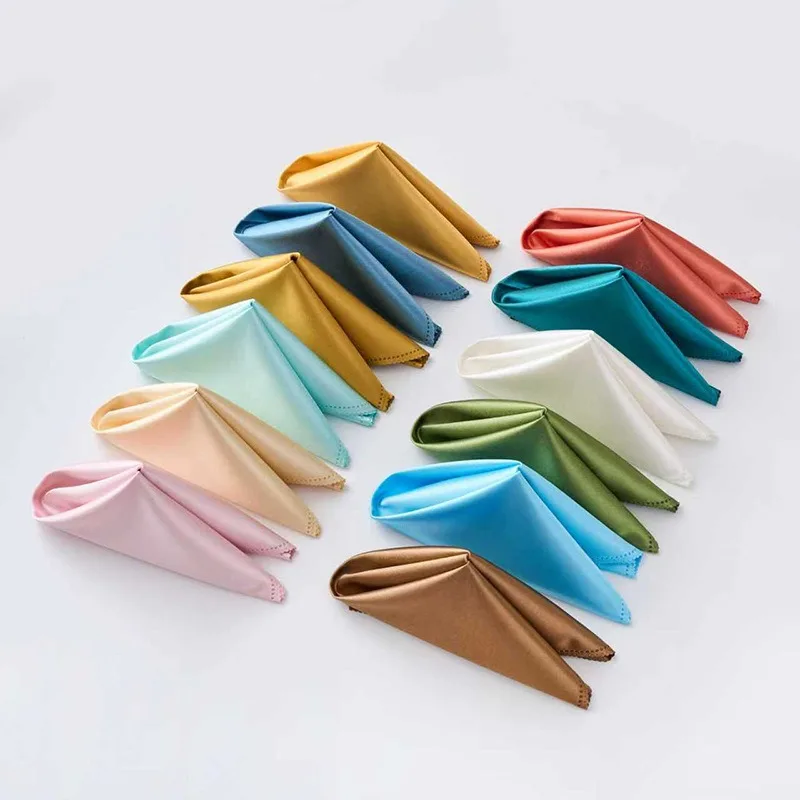 

30pcs Elegant Satin Napkins Suitable for Weddings, Banquets, Parties - Single-Layer Table Napkin Cloth with Smooth Folded Flower
