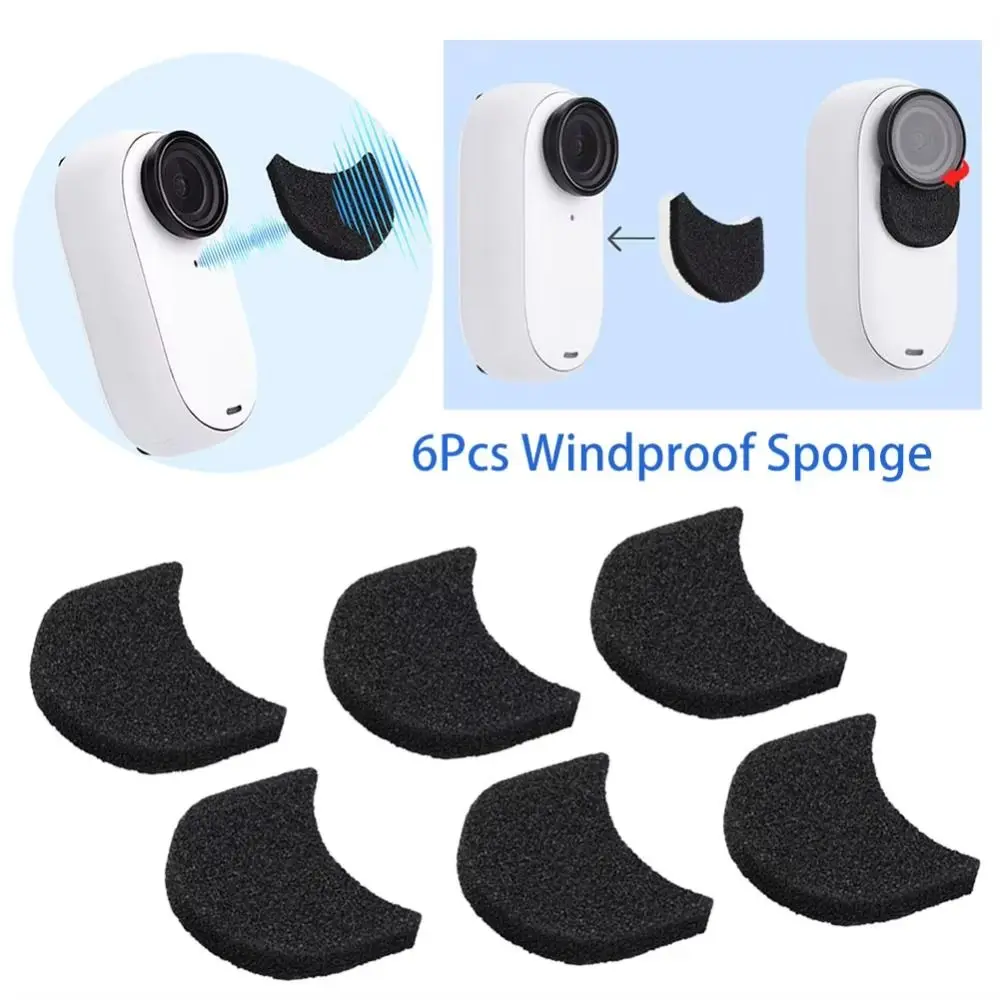 6Pcs Noise Reduction Mic Wind Muff Audio Kit Lightweight Windproof Cotton Dustproof Noise Reducer Sponge for Insta360 GO 3/3S