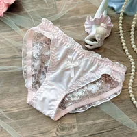 Women Sexy Mesh Milk Silk Jacquard Lace Underwear Transparent Elasticity Princess Style Cute Lovely Sweety Panties Breathable 5