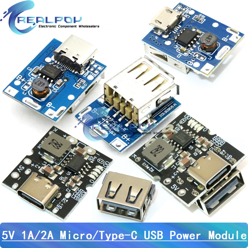 High-precision 5V 1A / 2A charge-discharge integrated module Type-C / Micro USB input compatible with 4.2V lithium battery Boost