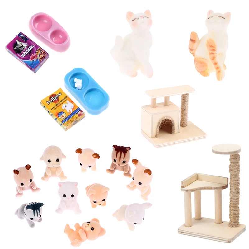 1:12 Dollhouse Pet Cat Tree Tower Toys Miniatures Furniture Decor For 1/12 Doll House Furniture Decor Accessories