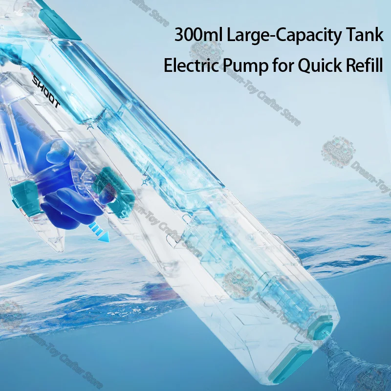 Pistolet à eau électrique Cyberpunk, jouet automatique pour enfants, plage en plein air, auto-aspiration, trempage, Blaster, tir d'été, jeu amusant