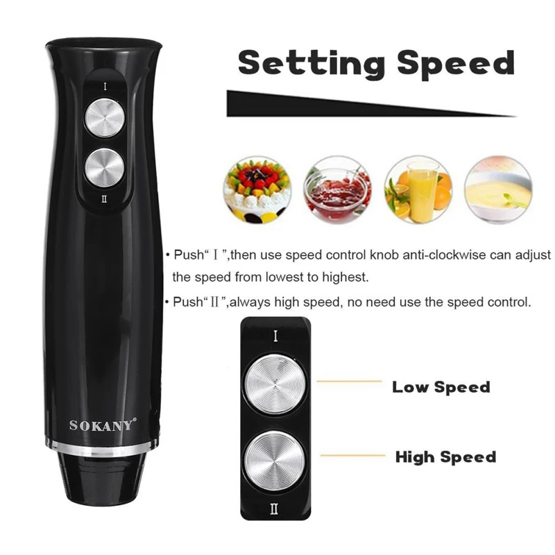 500W Portable Hand Blender,4 In 1 Multi-Functional Household Kitchen Electric Mixer,Egg Beater,Food Processors,Chopper,Whisk