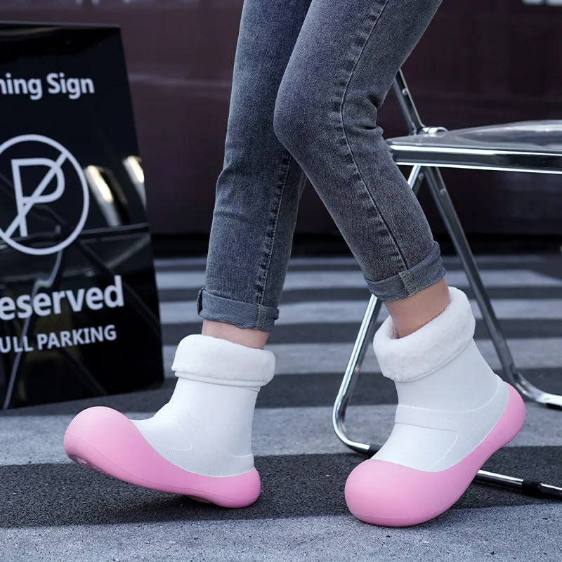 New Women Fashion Mid-calf Rain Boots Waterproof Female EVA Rainboots Outdoor Slip-on Water Shoes Wellies Boots Non-slip