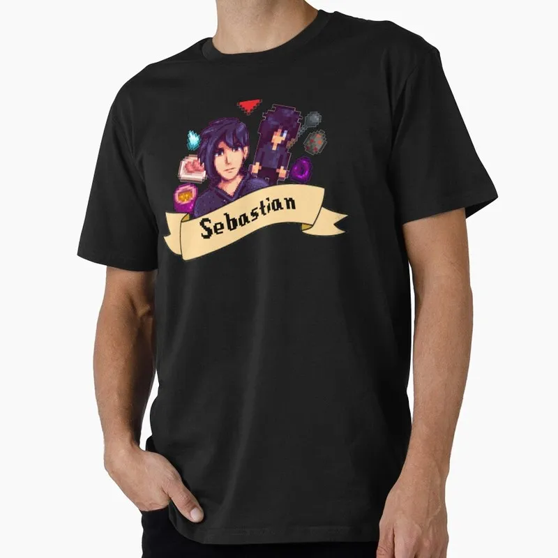 0807 Stardew Valley- Sebastin Cute Cartoon RPG Video game Gift T Shirt for Gamer Short sleeve Graphic Clothes All Size Tops