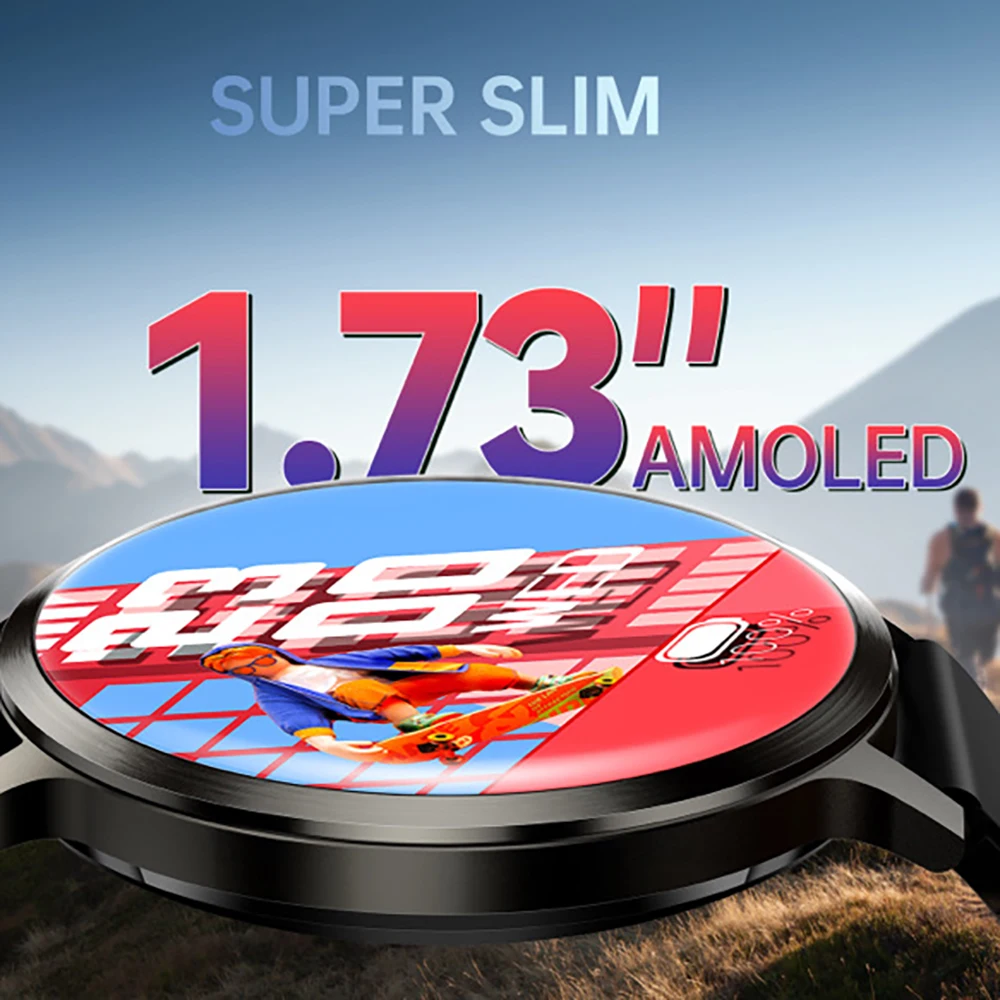 Relojes deportivos para exteriores con pantalla AMOLED, batería de 400mah, reloj inteligente resistente al agua IP68, más de 100 modos deportivos, reloj inteligente de salud con ritmo cardíaco