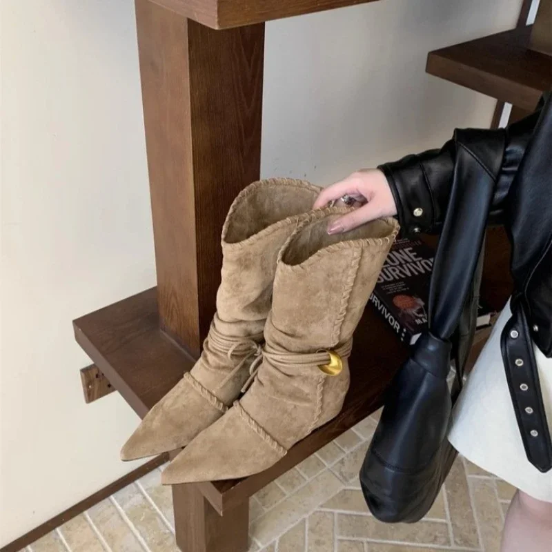 Hot Selling 2025 Retro Women‘s Boots Pointed-toe Fashion Ladies Leather Boots Trend Spring Autumn Versatile Women's Ankle Boots