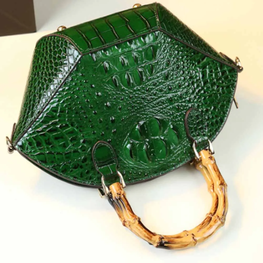 Imagem -06 - Luxo Bambu Alça Crocodilo Padrão Bolsa para Mulheres Elegante Bolsa de Ombro Lady Shell Bolsa Festa de Casamento Nicho 2023