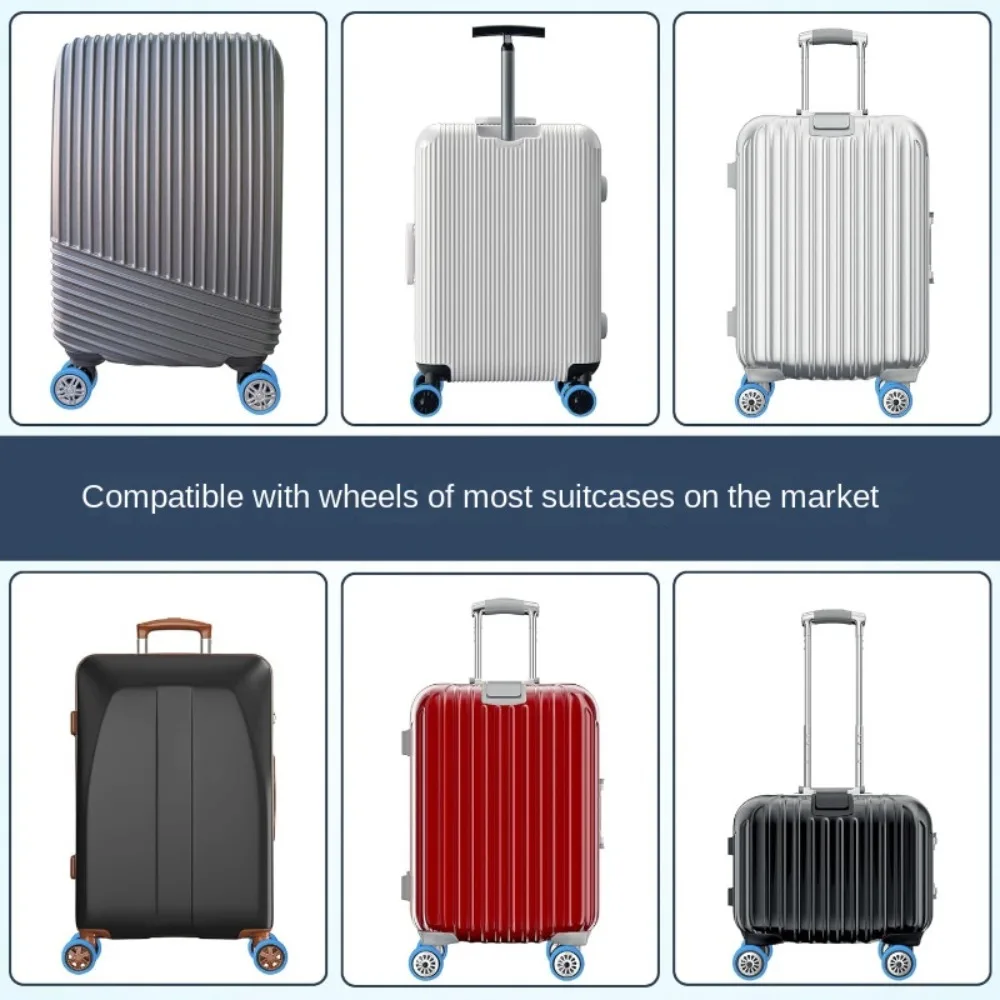 4 pçs protetor de rodas de bagagem de silicone reduzir o ruído engrossado sapatos de rodízio de bagagem de viagem reduzir o desgaste da roda