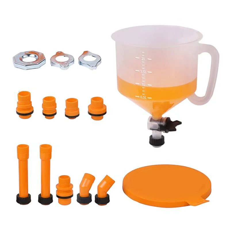 ABKP-Universal Vehicle Fit 15Pcs Car Accessories Pour Oil Tool Spill-Proof Coolant Filling Kit Plastic Funnel Spout