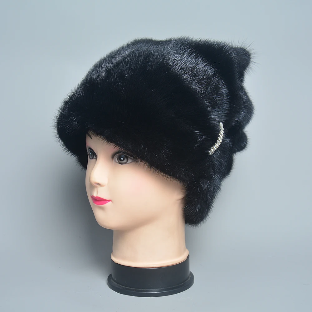 Whole Real Mink Fur Hats for Women\'s Luxury Fashion Brand High Quality Cap Christmas hat Warm In Russian Winter lady Fur Hat