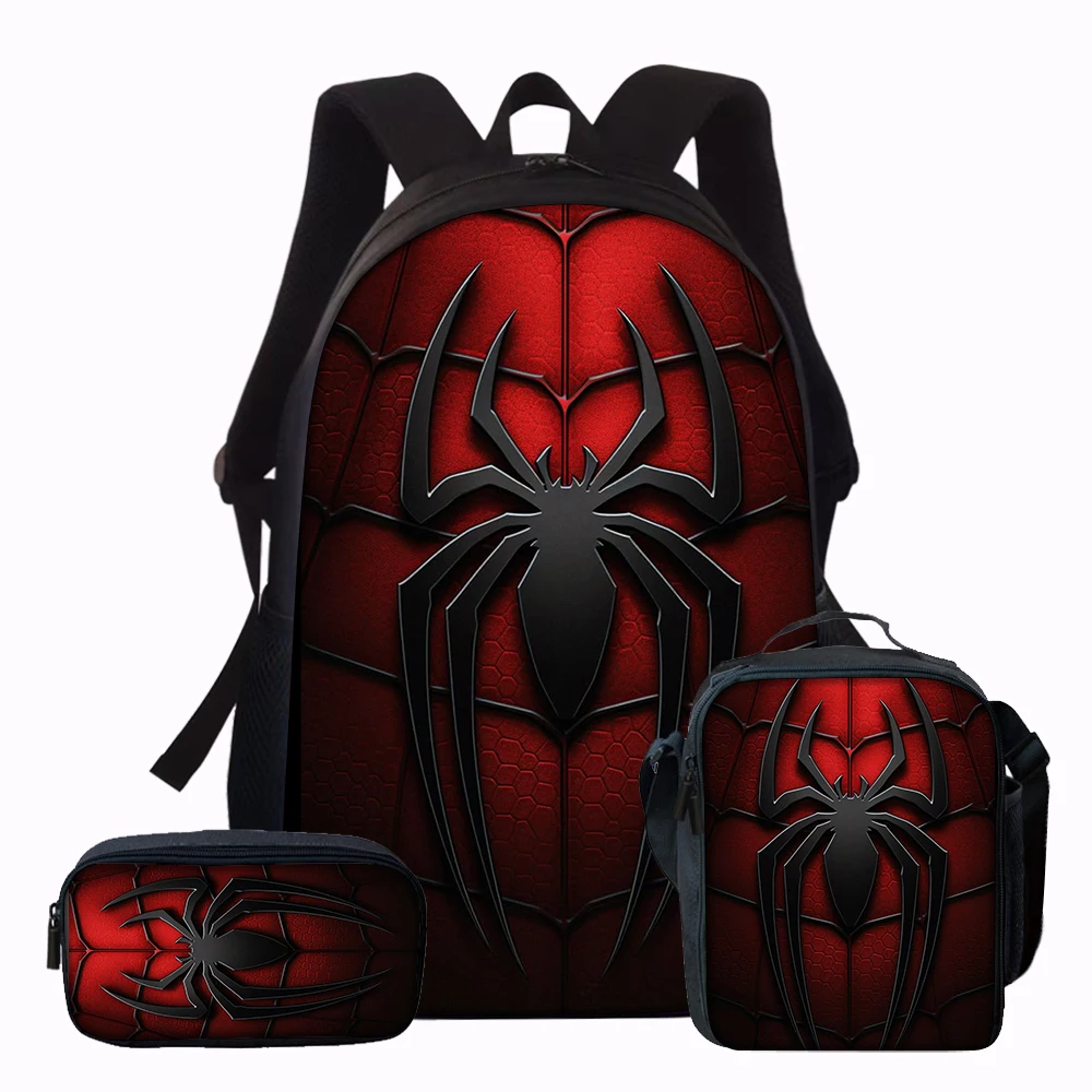 3-teiliges Rucksack-Set mit dunklem Spinnen-Print |   Geräumiger Freizeitrucksack mit passender Clutch und Tragetasche, perfekt für den täglichen Gebrauch und Reisen