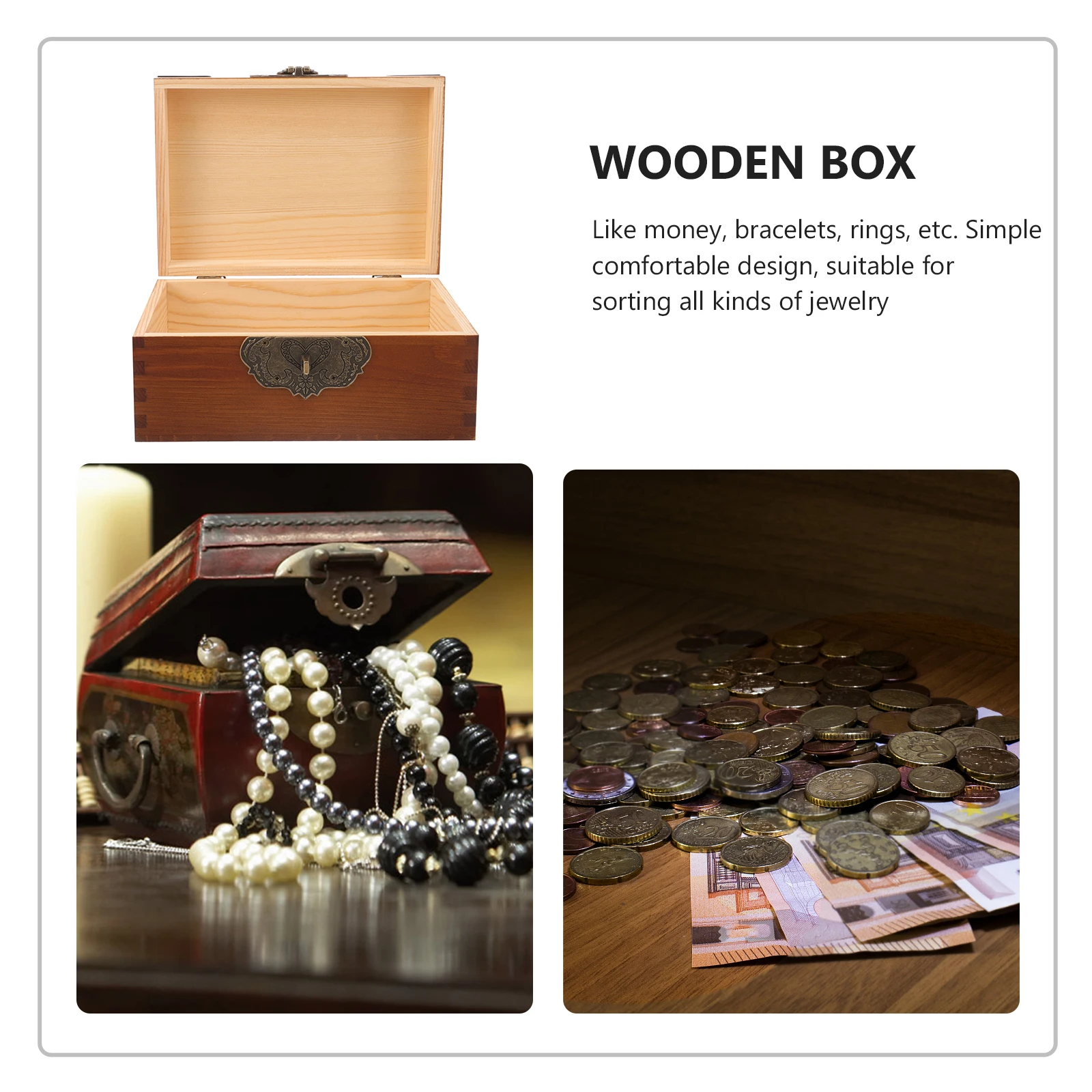 

Stylish Wooden Handheld Savings Box With Lock Portable Storage For Jewelry Coins And Personal Treasures