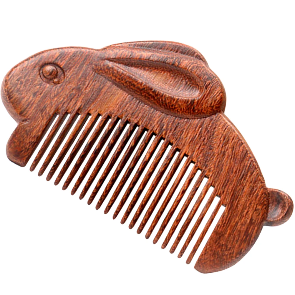 Rabbit Hair Comb Wooden Beard Comb For Men Chinese Zodiac Design Massage Multi-purpose Sandalwood Women Man Miss