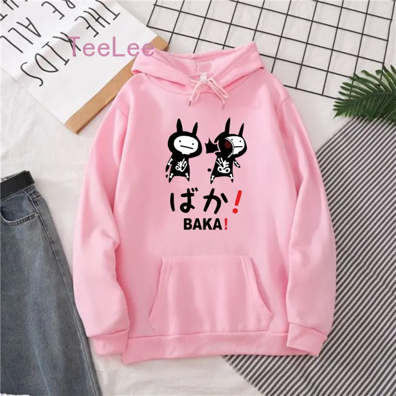 

Harajuku BAKA Rabbit Hoodies Men And Women Autumn Casual Pullover Sweats Hoodie Fashion Sweatshirts Hoody tops funny clothing